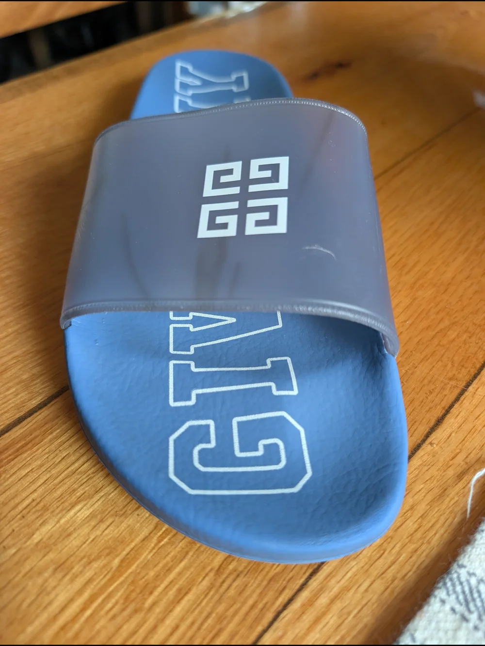 Givenchy Blue Logo Slide Sandals